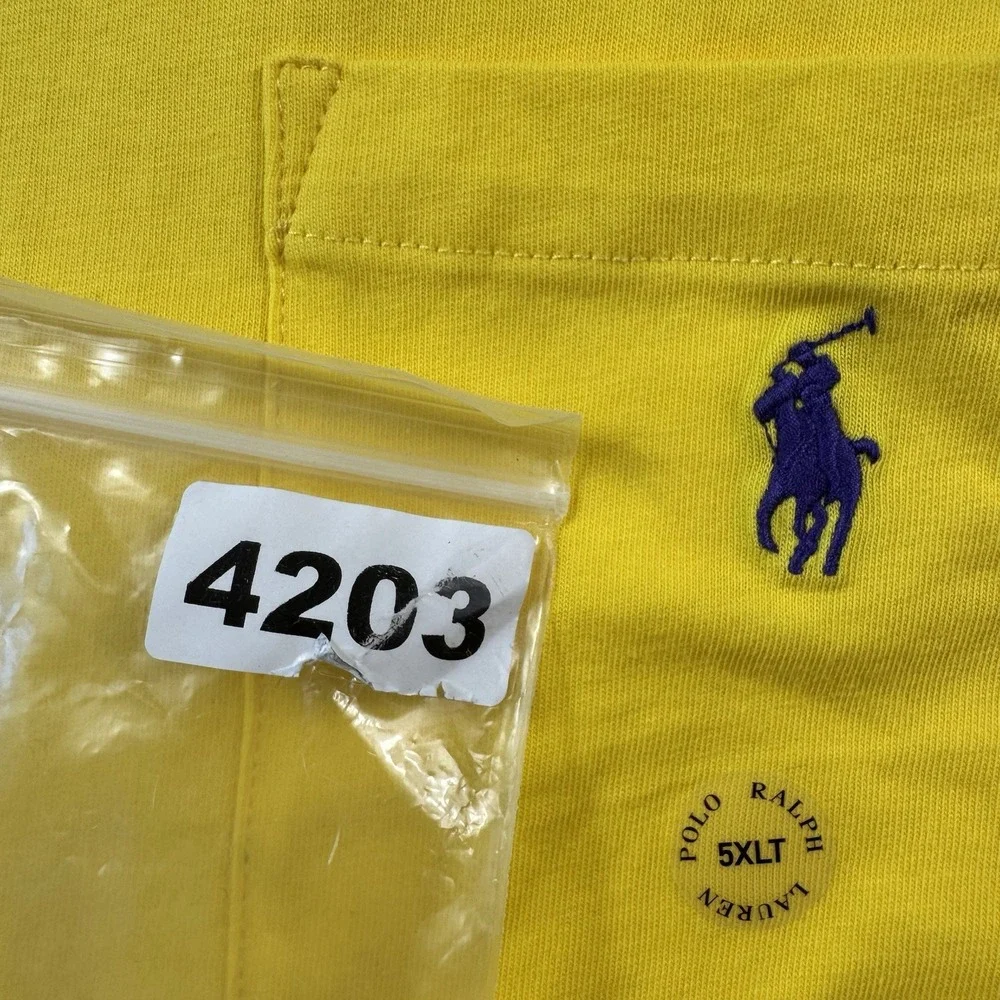 Polo Ralph Lauren Yellow Purple Pony Logo S/S Cotton T Shirt Size 5XLT NWT